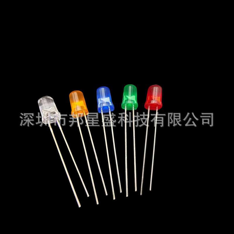 F5圆头双色无极LED灯珠透明雾状红绿红蓝红翠绿红红绿绿双色5MM灯