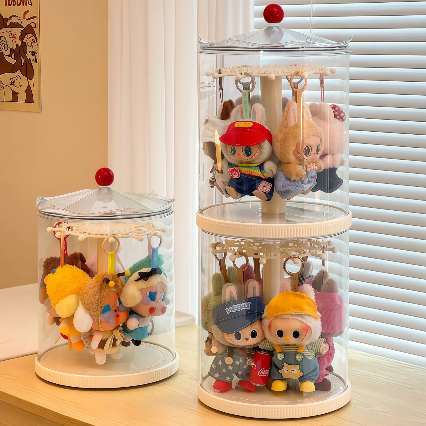 拉布布盲盒旋转透明展示架