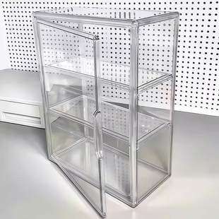 桌面收纳盒小痛柜吧唧整理展示透明塑料亚克力防尘大容量谷子手办