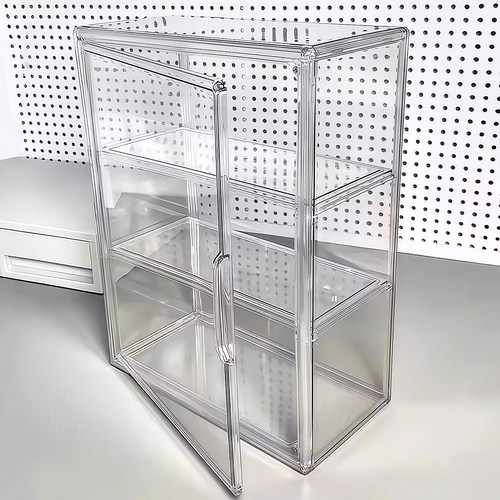 桌面收纳盒小痛柜吧唧整理展示透明塑料亚克力防尘大容量谷子手办