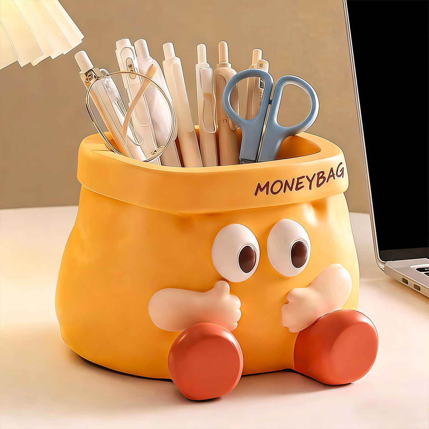 创意卡通纸袋笔筒收纳摆件办公室桌面装饰好物大容量可爱生日礼物