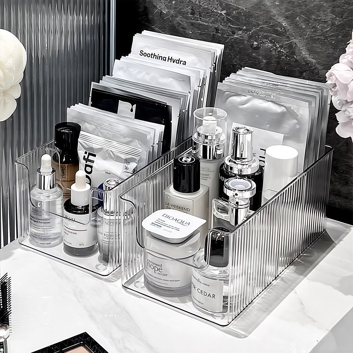 面膜收纳盒透明桌面化妆品收纳盒