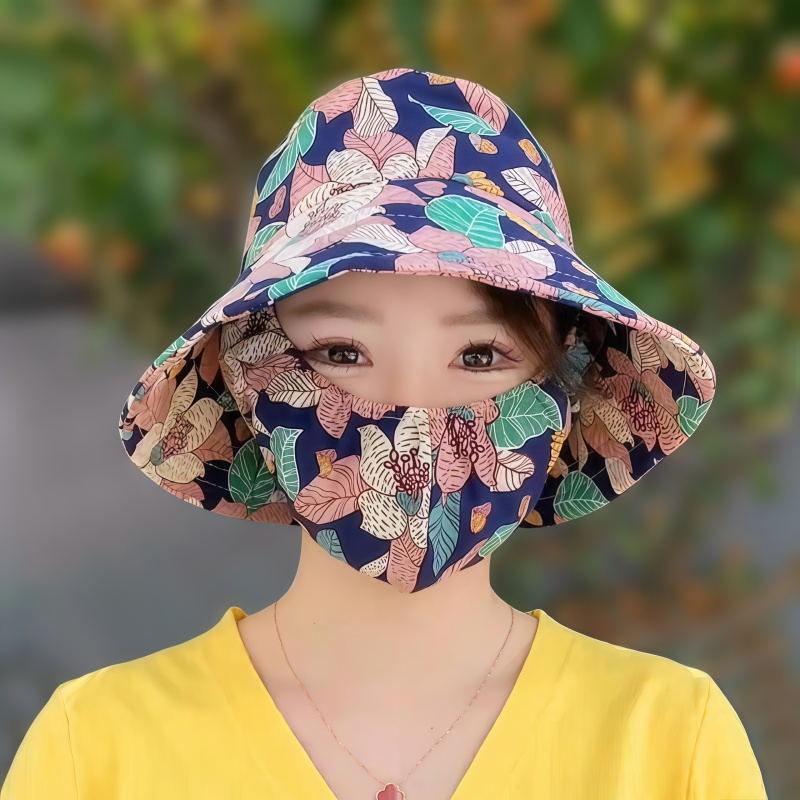 防晒口罩帽子一体太阳帽女防紫外线防风帽2025新款户外夏季遮阳帽