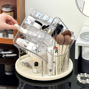 化妆品收纳盒高级桌面可旋转梳妆台口红护肤品多功能大容量置物架