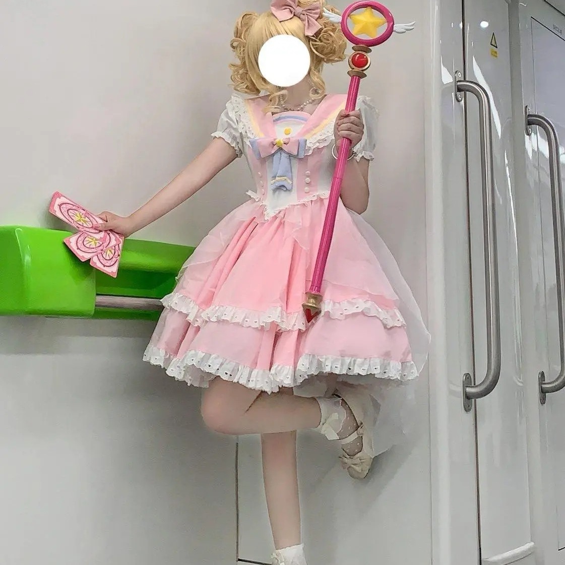 星光甜心lolita可爱魔卡少女百变小樱洛丽塔天使COS服紫色公主裙