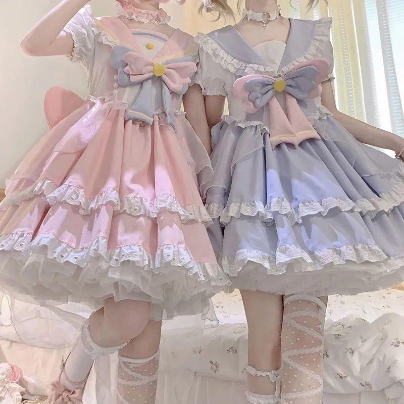 星光甜心lolita可爱魔卡少女百变小樱洛丽塔天使COS服紫色公主裙