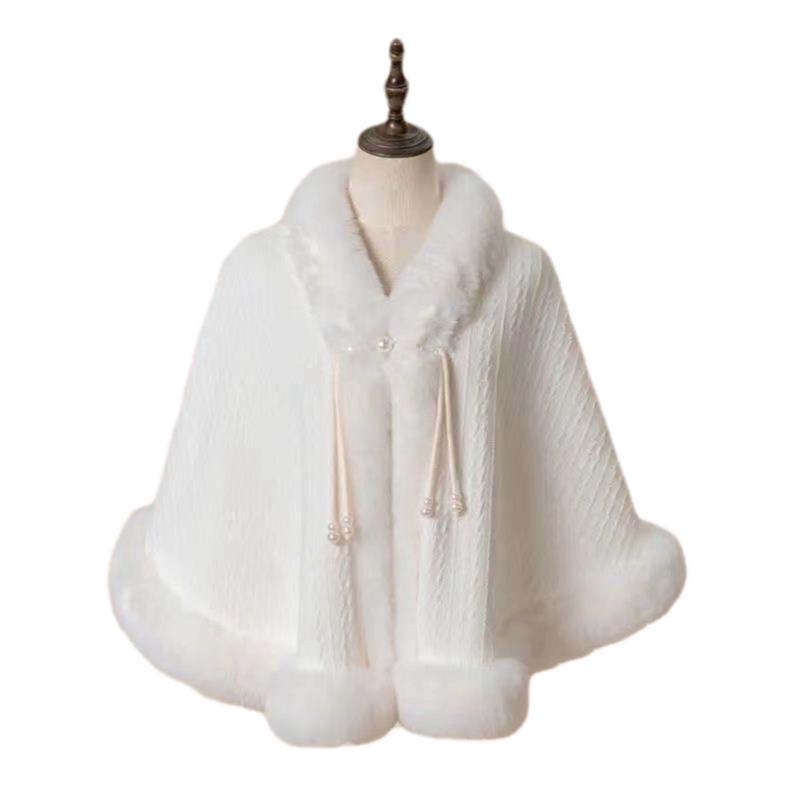 2025新款斗篷披肩洛丽塔外搭披肩加绒保暖针织外套秋冬披风女成人