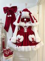 【 Snow Top Strawberry Rabbit 】 Original Lolita Autumn and Winter plush Lolita Rabbit Ear Cape Princess Dress from Berry Story thumbnail 6