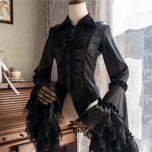 法式古典风格Lolita哥特姬袖蕾丝长袖衬衫甜蜜日系拼接蕾丝花边