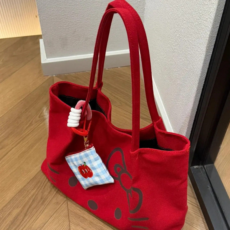 hellokitty手提包单肩包帆布可爱kt猫学生上课上班通勤单肩包gf