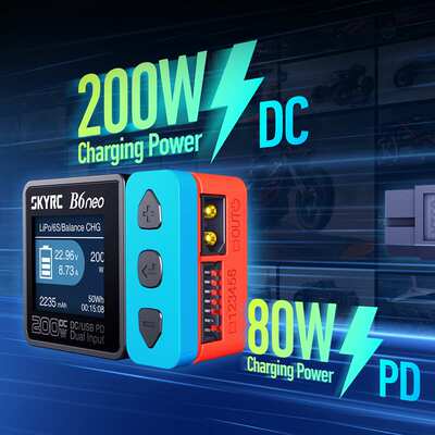 SKYRC B6neo 多语言智能平衡充电器 大功率 DC/PD双输入10A充电电