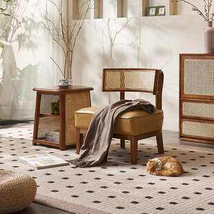 藤编实木阳台小桌椅三件套咖啡厅奶茶店商业家具藤椅茶几组合单人