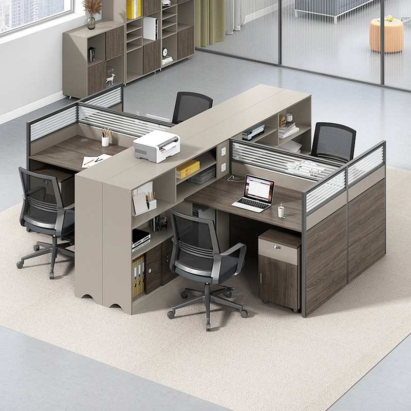 员工办公桌子办公室屏风简约现代4人工位卡座电脑桌椅组合财务桌