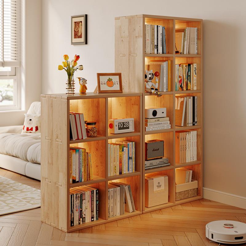 实木书架置物架落地客厅沙发隔断置物架展示收纳储物柜家用书柜