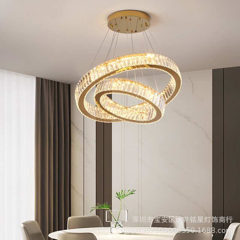 客厅吊灯轻奢水晶灯圆圈环形酒店别墅挑空三四层楼梯复式楼大吊灯