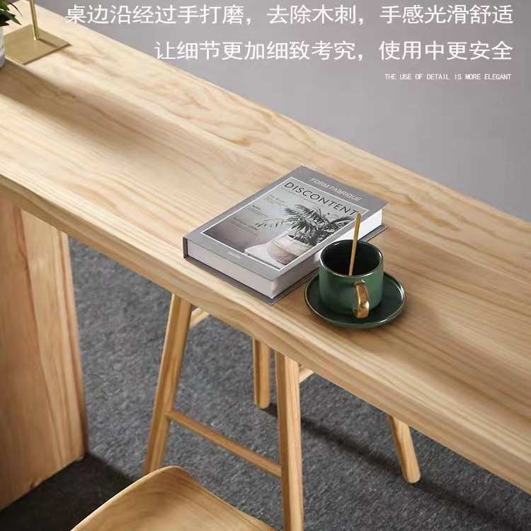 现代简约实木吧台桌家用靠墙高脚桌小户型客厅隔断桌椅吧台组合