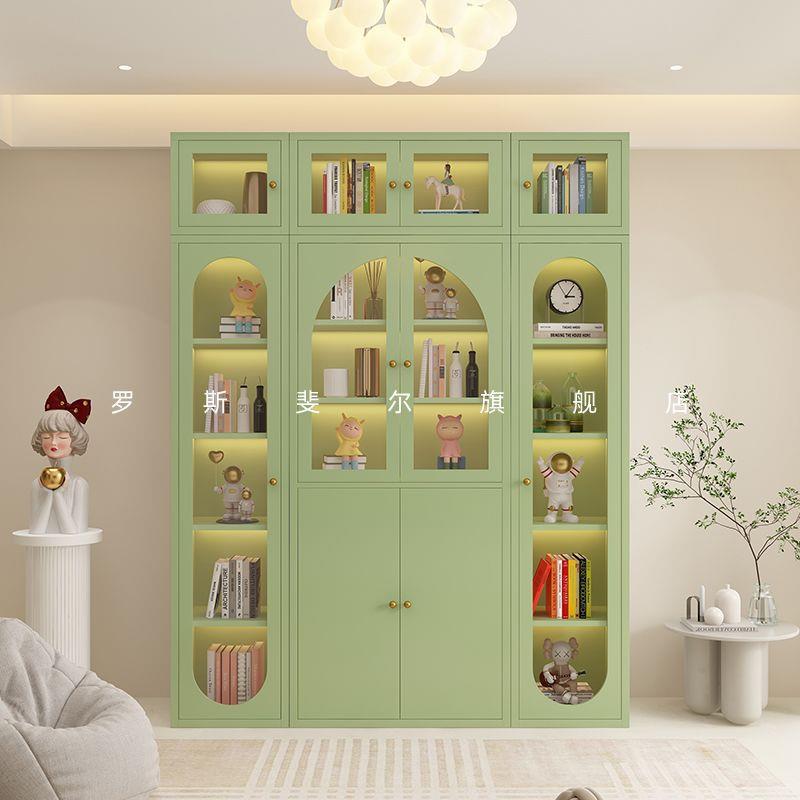 书架落地客厅防尘仿玻璃门置物架展示柜家用储物收纳柜子学生书柜