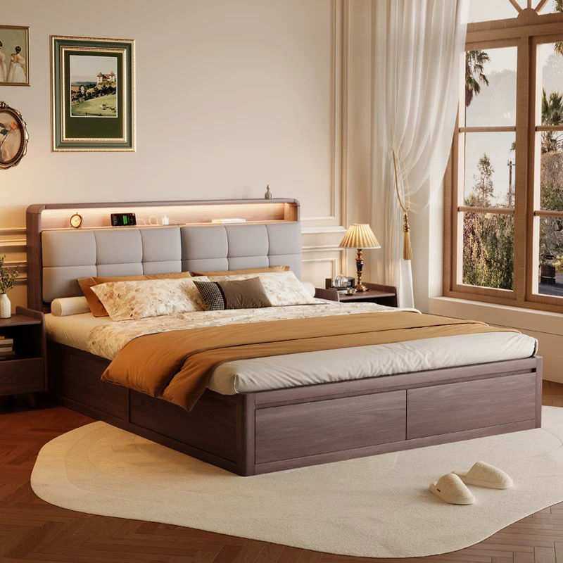 进口橡木全实木床1米8高箱储物床2025年新款现代简约主卧双人大床