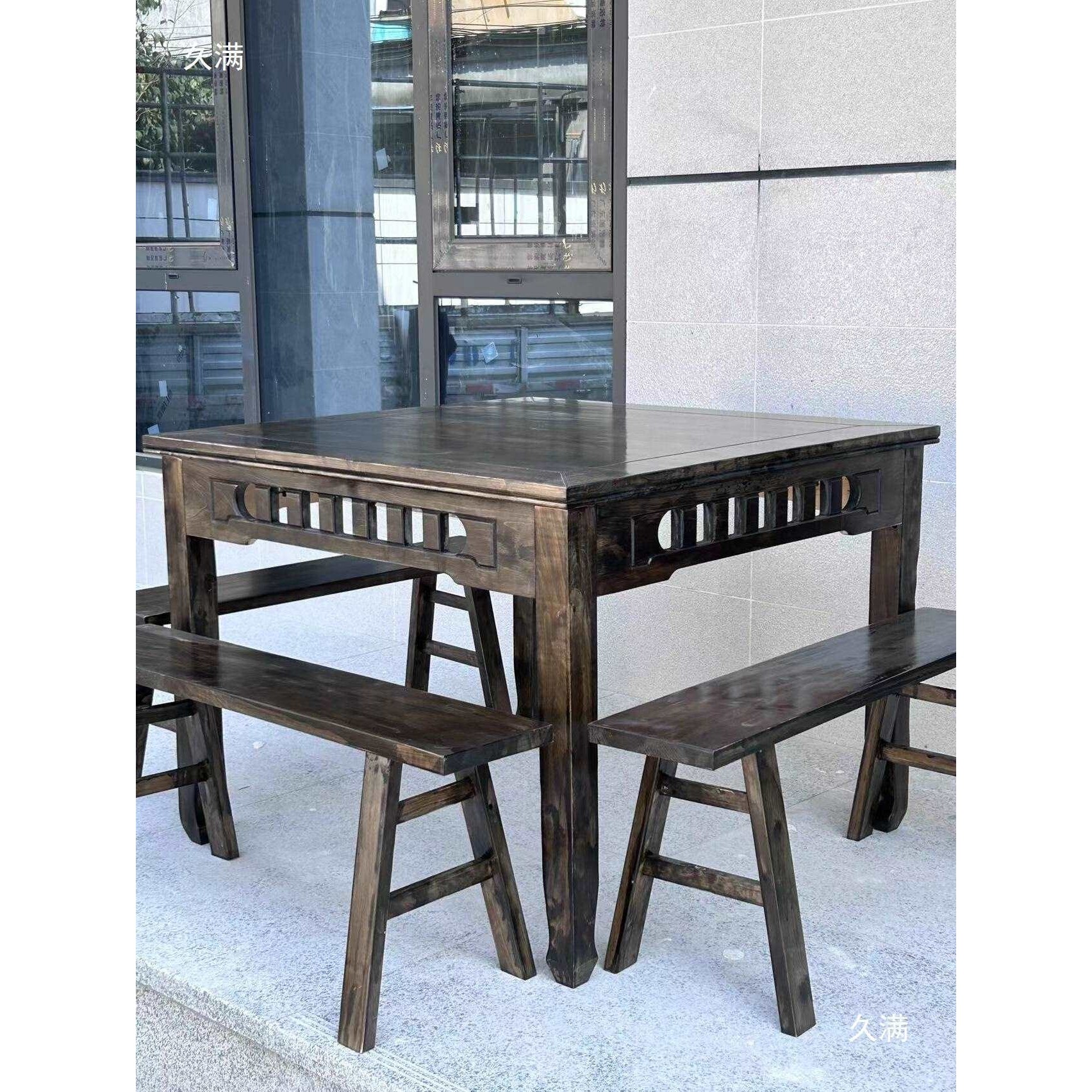 全实木八仙桌正方形老式桌子用餐桌饭店餐馆中式小方桌吃饭桌子