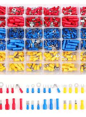 跨境840pcs盒装 冷压橡胶绝缘接线端子,插簧/O型/U型组合套装