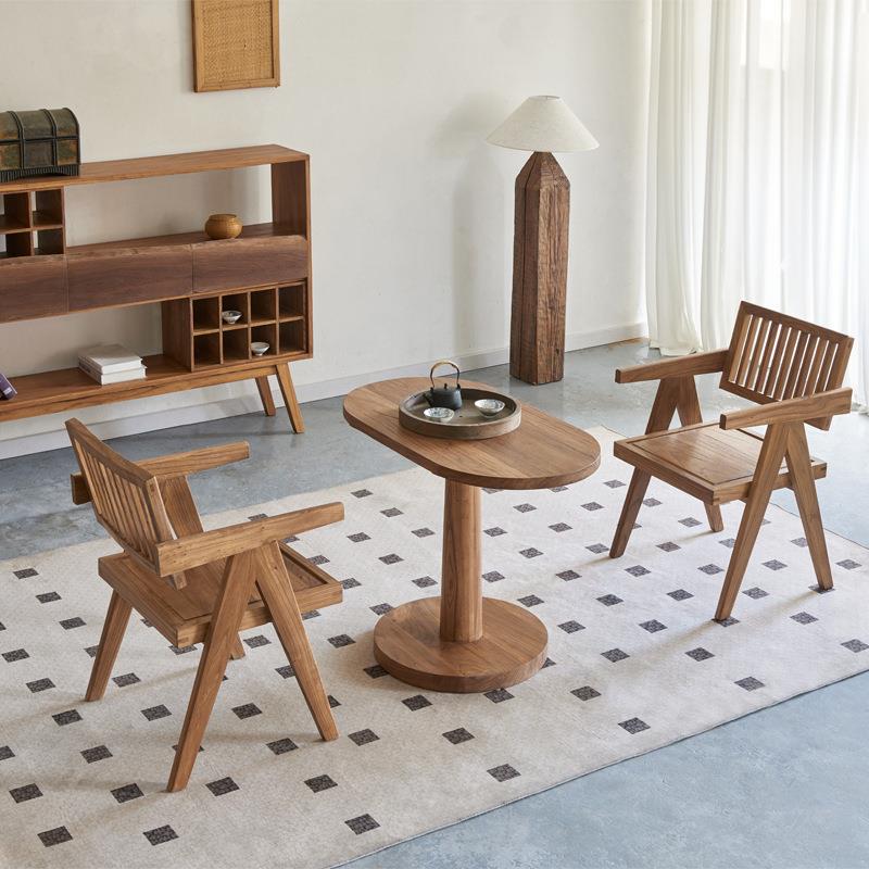 至高美咖啡桌老榆木椅子家用阳台一桌两椅客餐厅椅实木靠背椅民宿