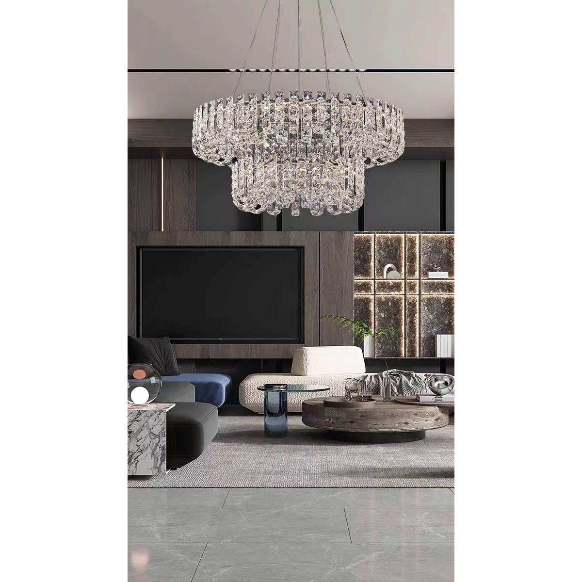 意式轻奢水晶吊灯客厅灯现代简约大气主卧室灯2023新款设计师灯