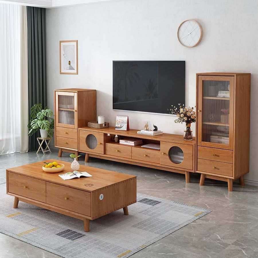 北欧实木电视柜茶几组合简约现代日式橡胶木客厅高低柜家具储物柜,电子元器件市场,其它元器件,淘宝优惠券,粉丝福利购,淘宝优惠卷