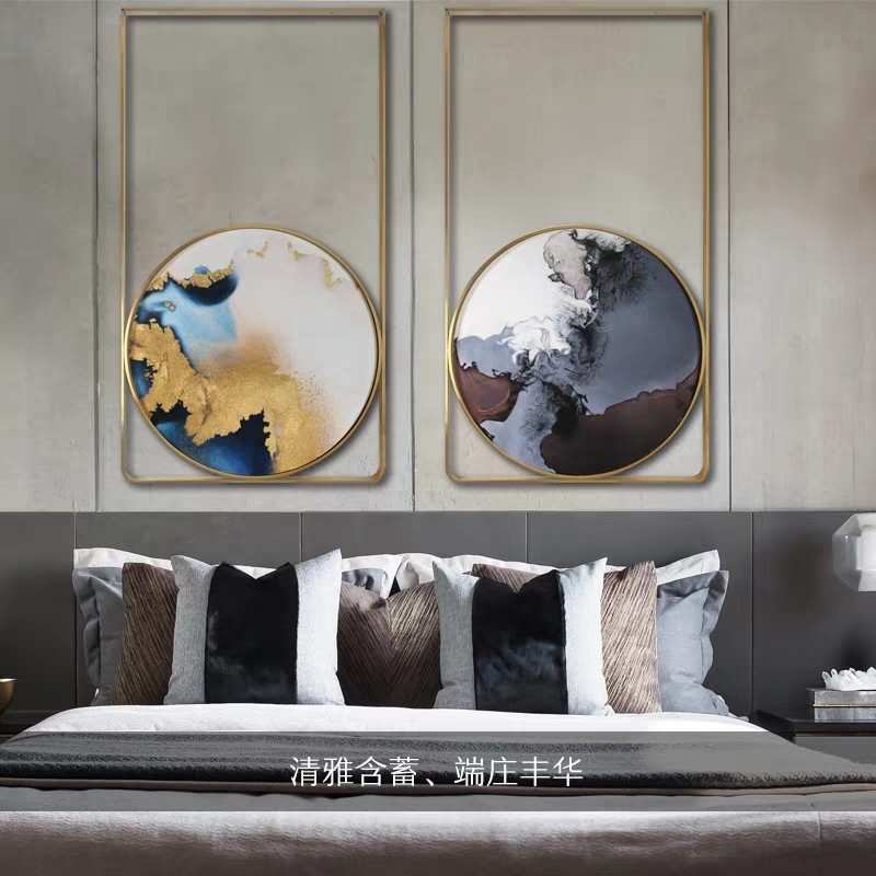 金属抽象手绘立体装置玄关装饰画立体实物画售楼部样板房别墅挂画图片