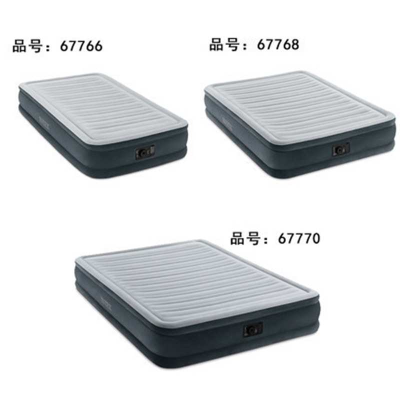 INTEX67770内置电泵设计充气床豪华灰白双层双人加大充气垫户外