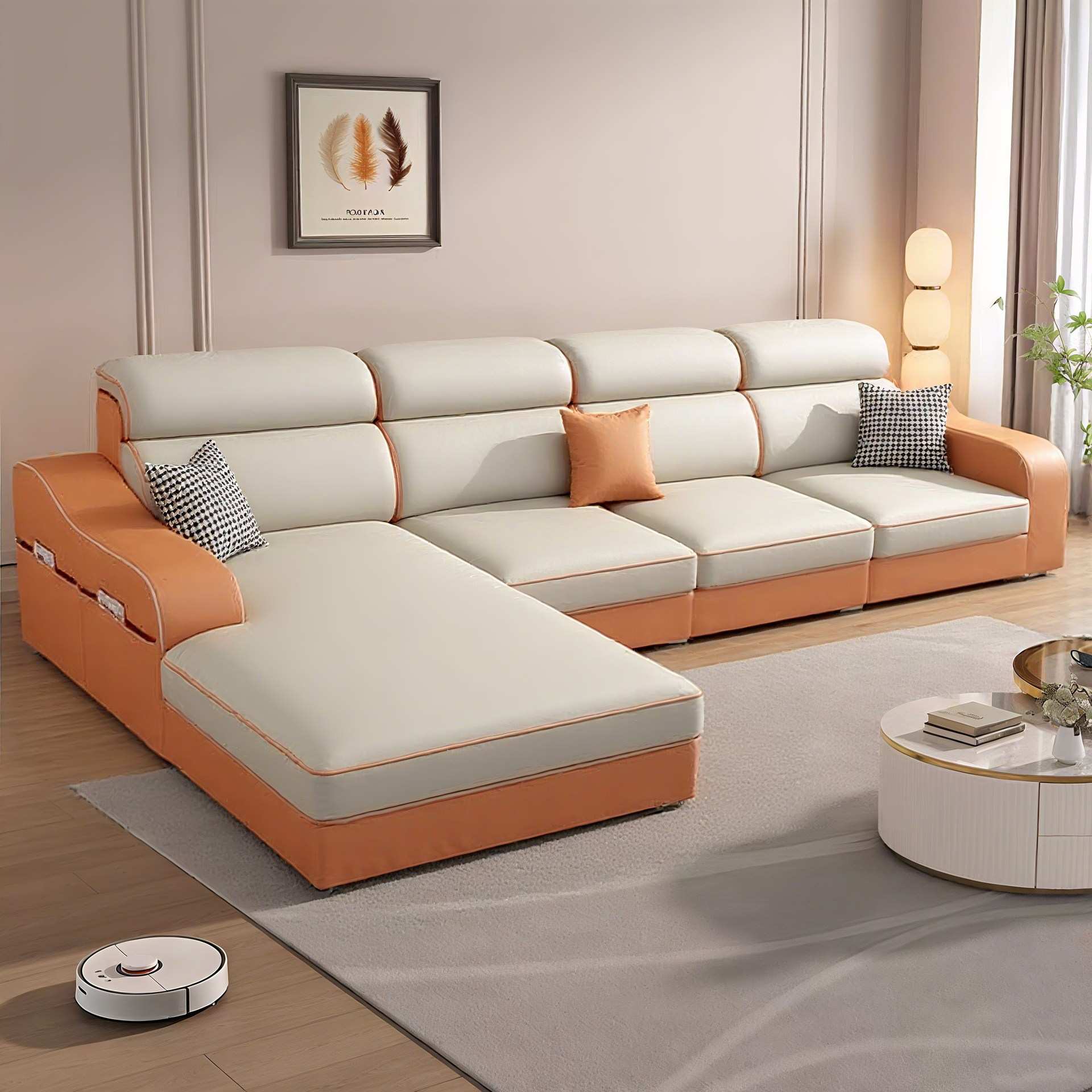 意式极简科技布艺沙发客厅现代简约贵妃沙发组合可拆洗棉麻沙发