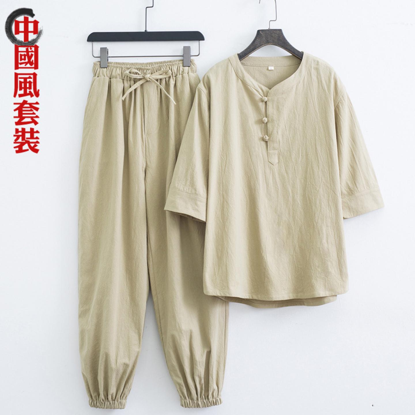 夏装中国风茶道禅服居士服套装