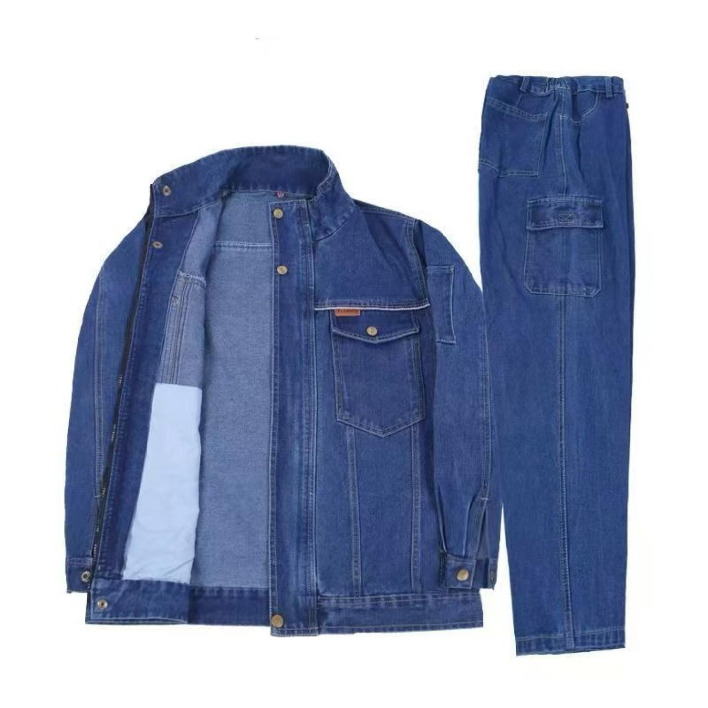牛仔电焊劳保服工作服男加厚防烫