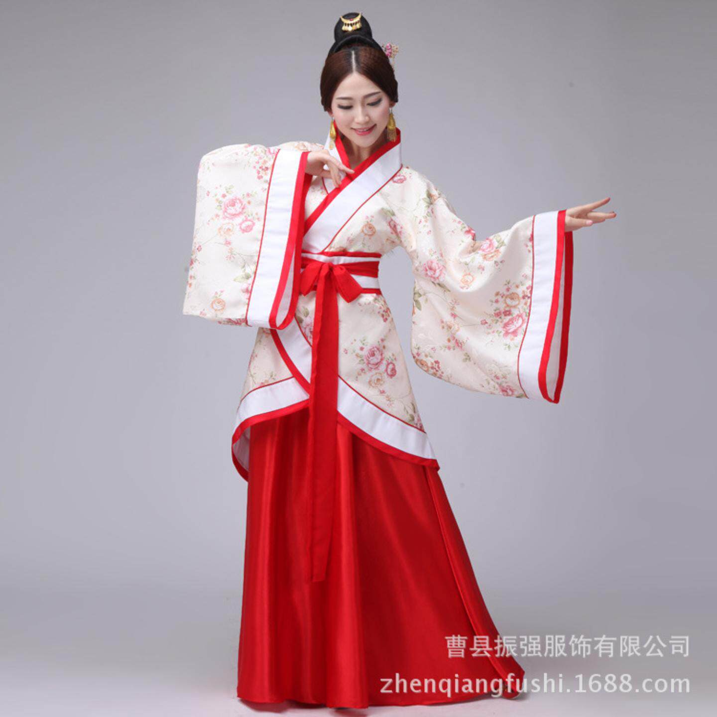 汉服女唐装曲裾中国风大袖收腰