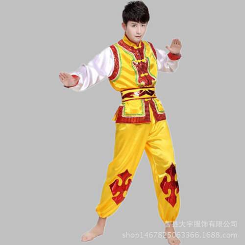 春节民族服装演出男秧歌服舞龙服
