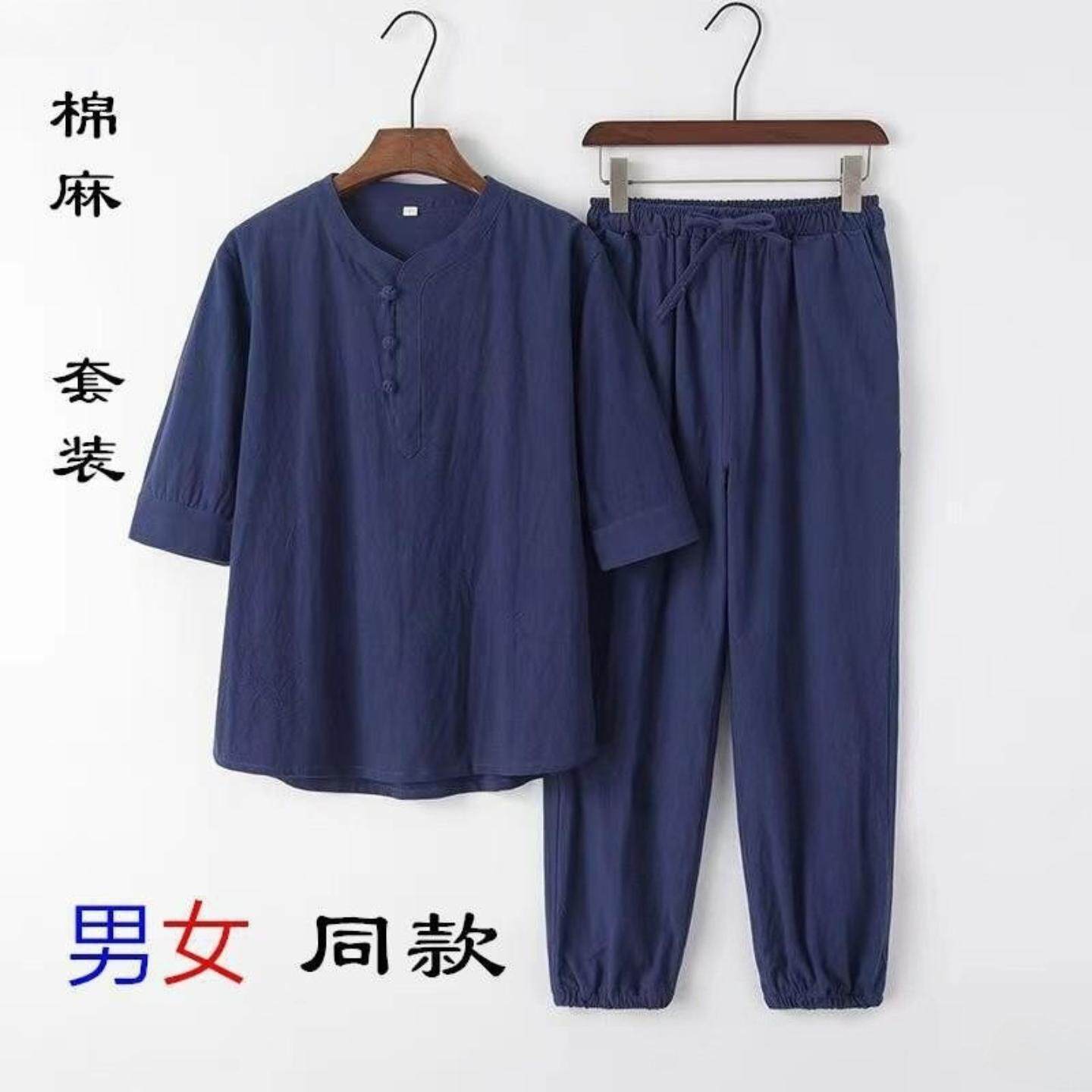 佛系禅意居士服男士夏季中式套装