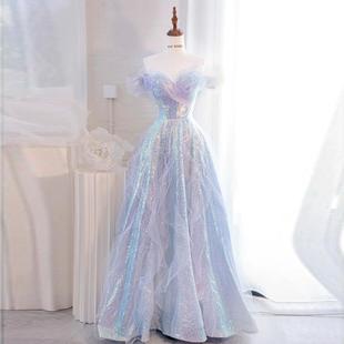 晚礼服裙2025新款法式一字肩宴会轻奢小众高级感生日会连衣裙女夏