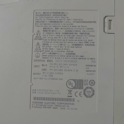 议价SGD7S-5R5A00B202安川伺服控制器，商品功能测试
