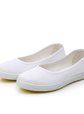 2024新款春季白色护士鞋平底韩版防滑牛筋底女单鞋透气软底布鞋