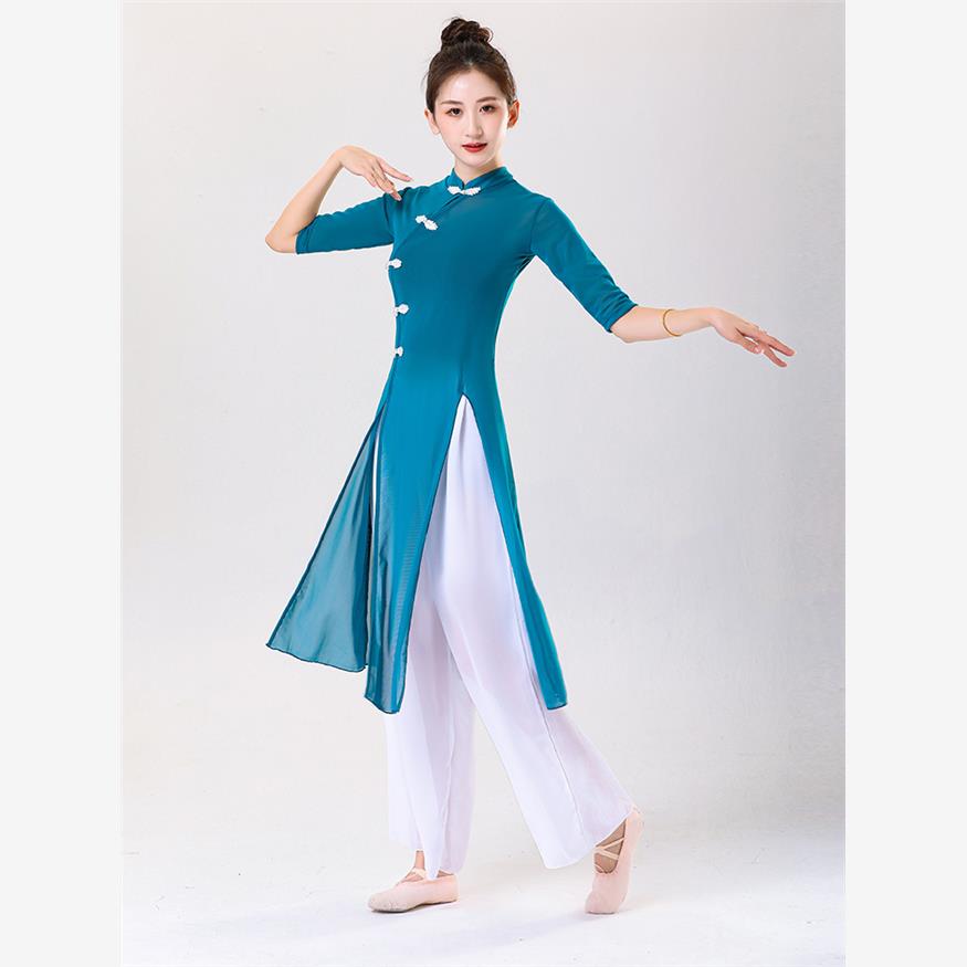 古典旗袍民族舞蹈演出春夏季新款广场舞服装套装女长款练功表演服