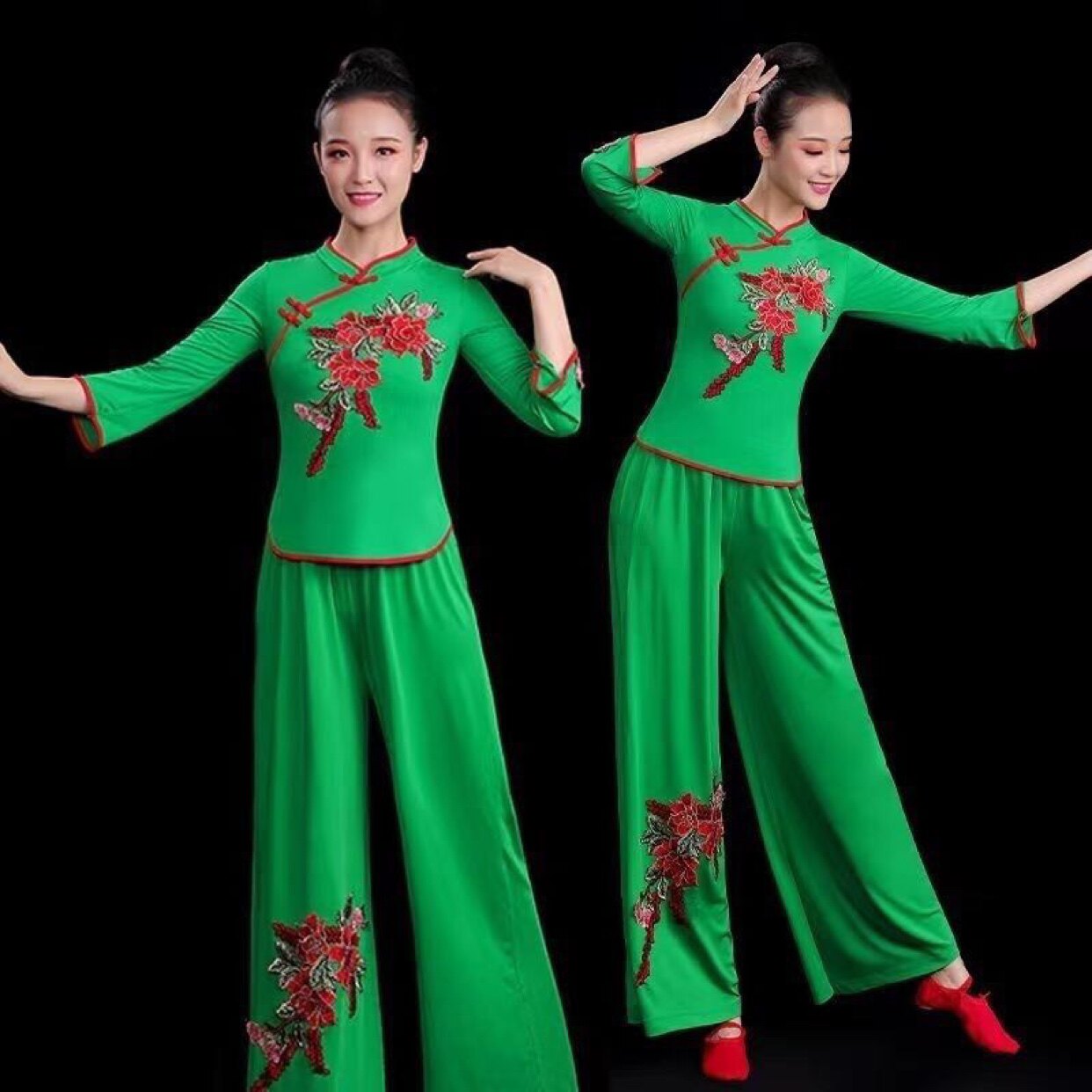 广场舞服装新款套装春秋季长袖舞蹈演出中老年跳舞衣服女秧歌舞服