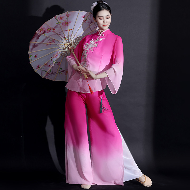 古典舞演出服女飘逸中国风现代舞艺考2024新款中老年秧歌舞扇子舞