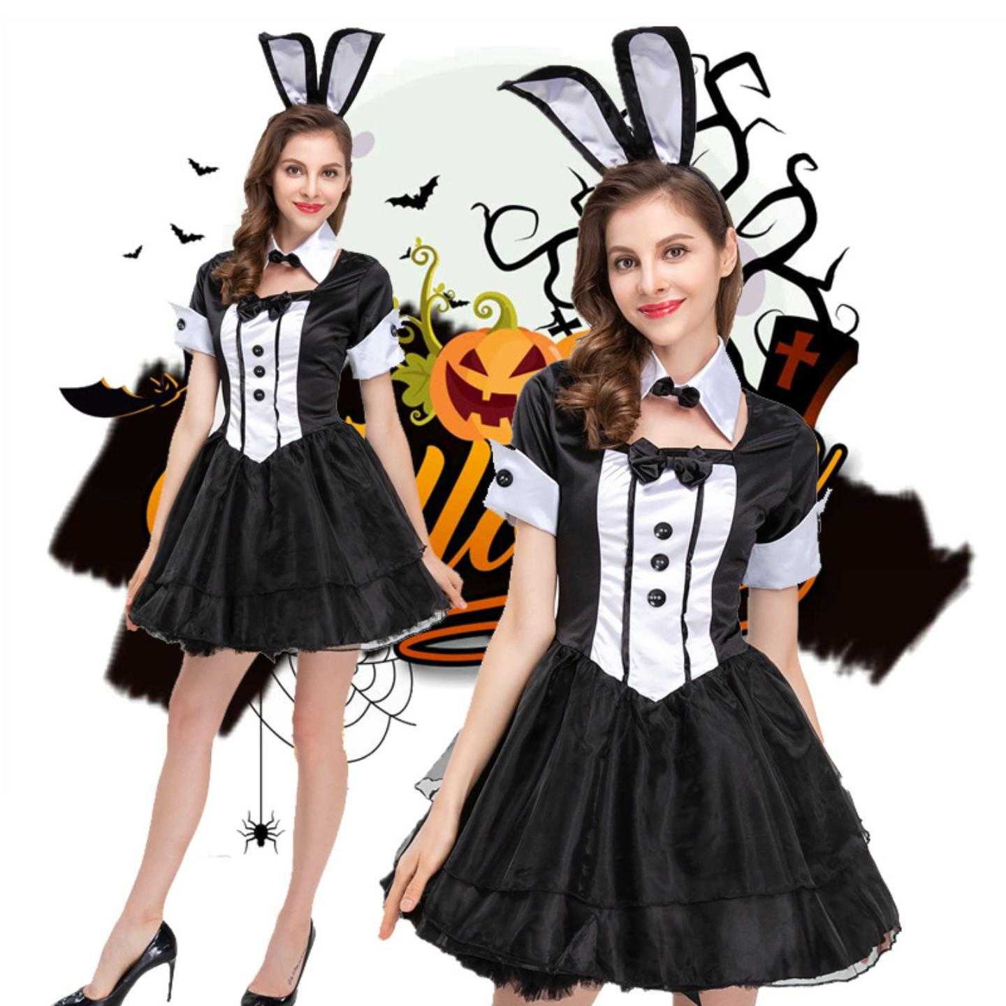 新款黑白兔女郎角色扮演Cosplay