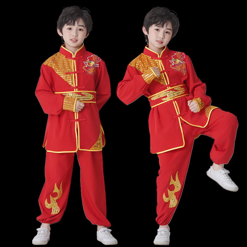 儿童武术演出服中国风男女童舞龙舞狮少儿功夫比赛练功打鼓表演服