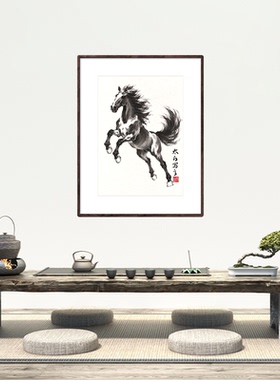 奔马图国画轴复制品画芯宣纸艺术微喷客厅无框中式装饰画茶馆美术