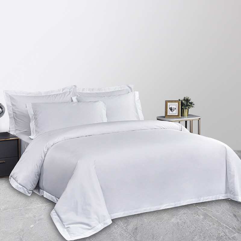 五星级酒店纯棉白色被套宾馆民宿纯白全棉80支贡缎被套单件