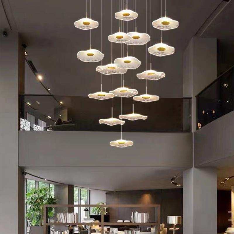 极简中山工厂直销现代简约复式楼梯亚克力吊灯创意客厅餐厅别墅酒