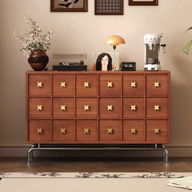 ?中古风实木斗柜卧室储物柜复古边柜抽屉客厅床尾六斗收纳柜五斗