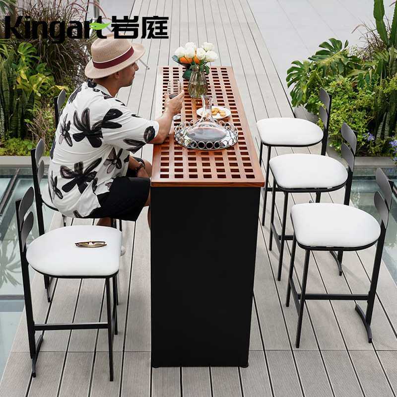户外吧台桌奶茶店咖啡厅高脚桌室外露天防水防晒阳台长条桌椅组合