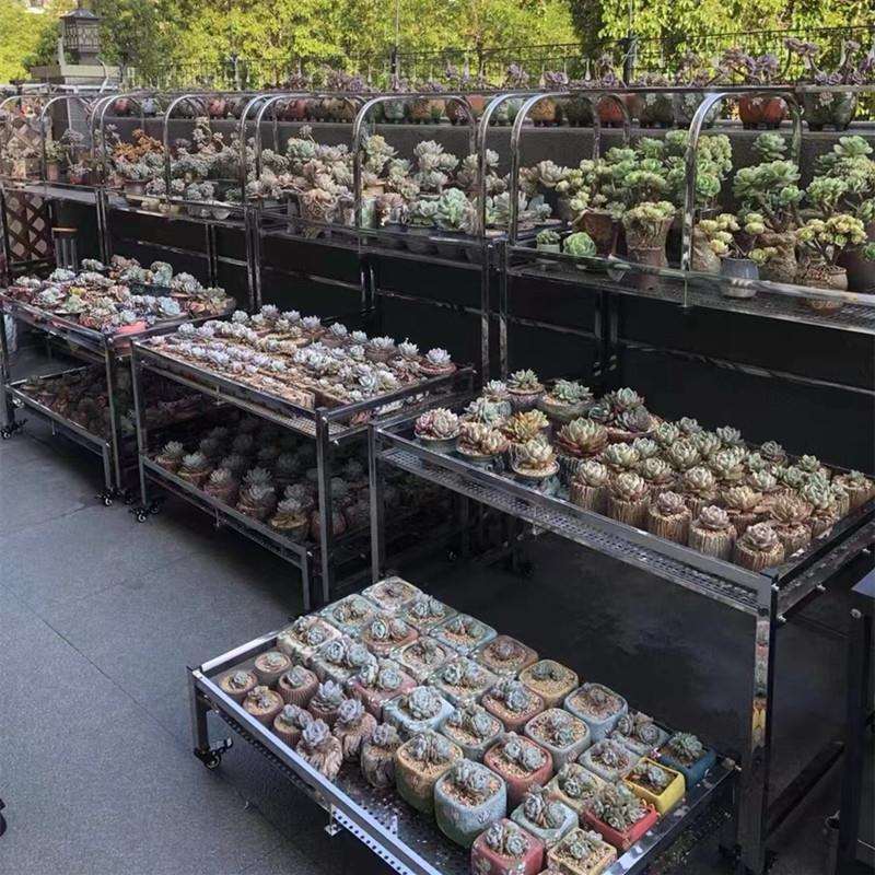 9C不锈钢户外阳台庭院简约多肉多层室外花架落地式双层花架移动带