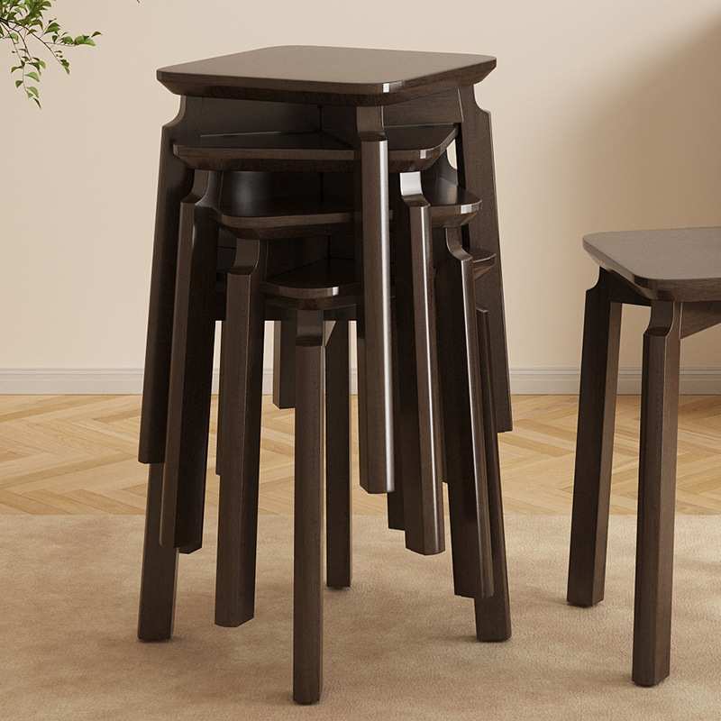 实木凳子家用小方板凳可叠放简易圆凳梳妆矮凳客厅餐桌椅子收纳凳